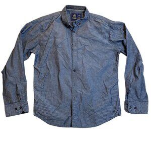 Rugby University Mens Blue Button-Up Mens Shirt Large Cotton Polyester